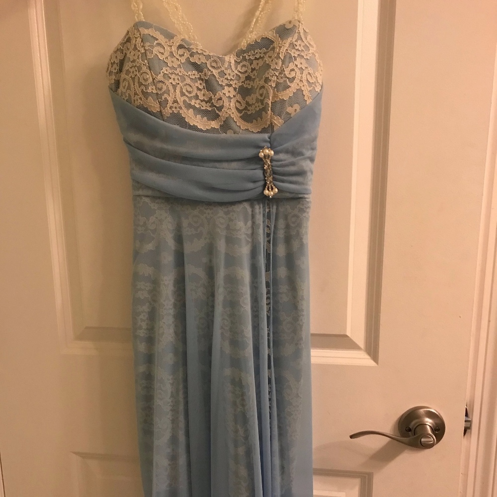 White and Blue Formal Dress